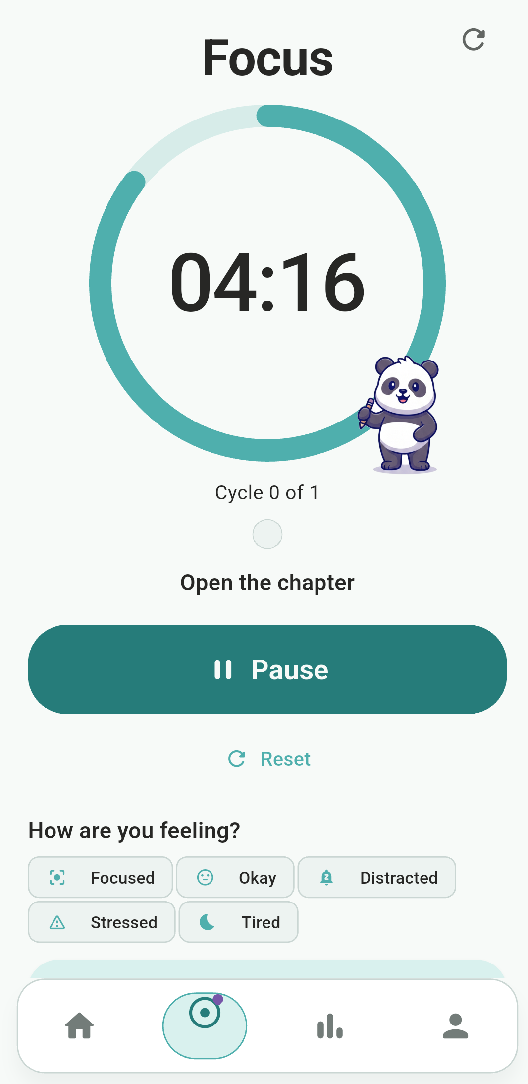 Focus circular countdown timer screen