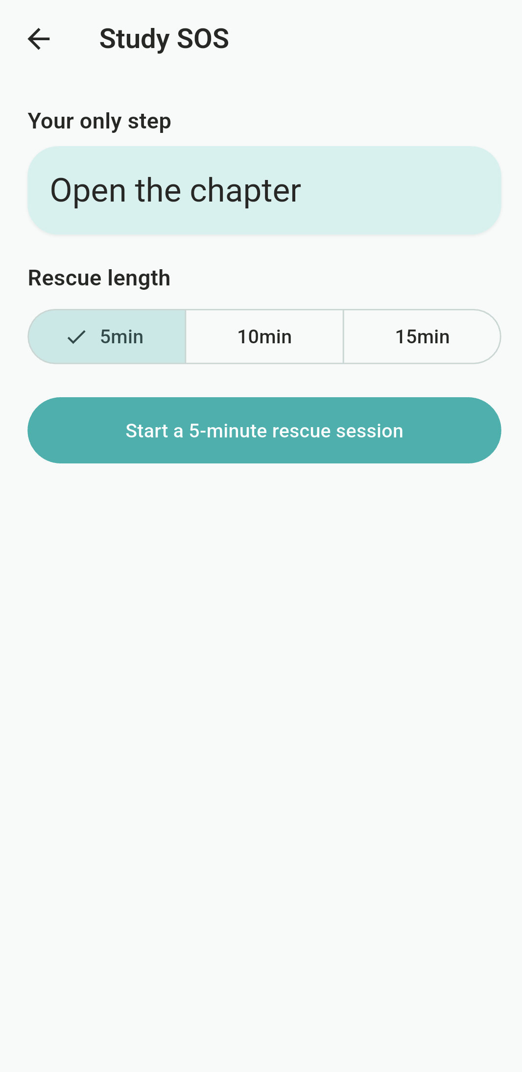 Study SOS length selection screen