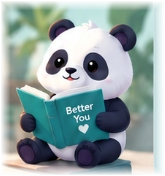 Yibu Panda holding Better You book